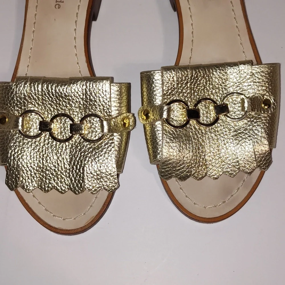 KATE SPADE NEW YORK  Women's Gold Leather Brie Slide Sandals Size 6